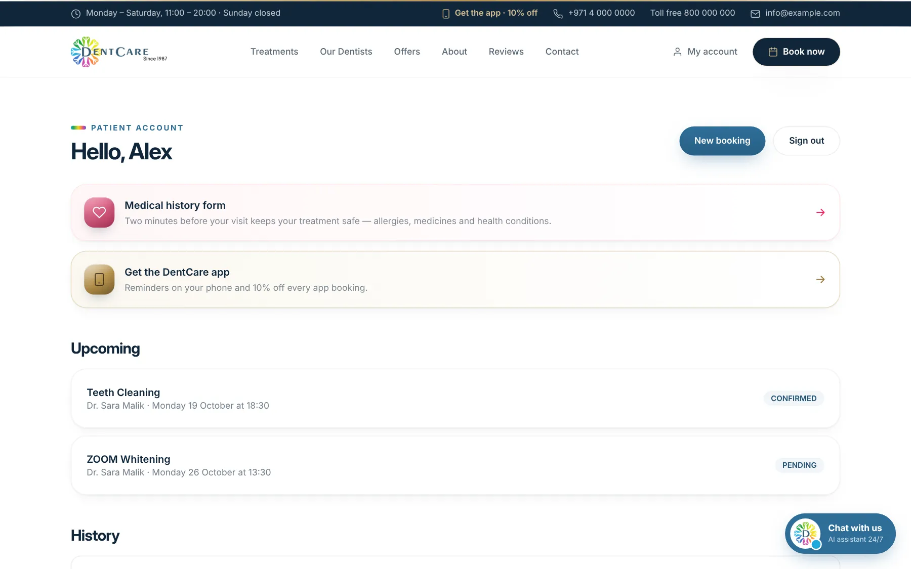 DentCare Suite — Patient portal