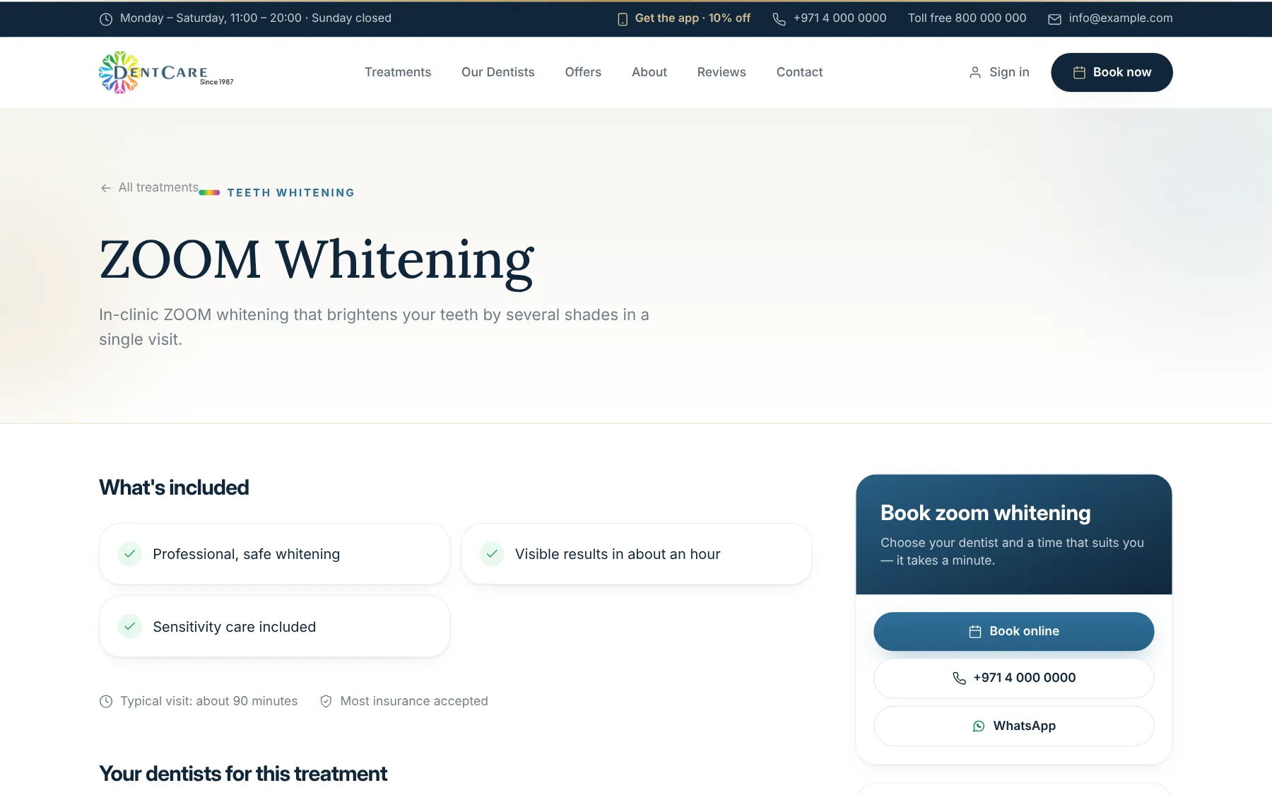 DentCare Suite — Treatment detail
