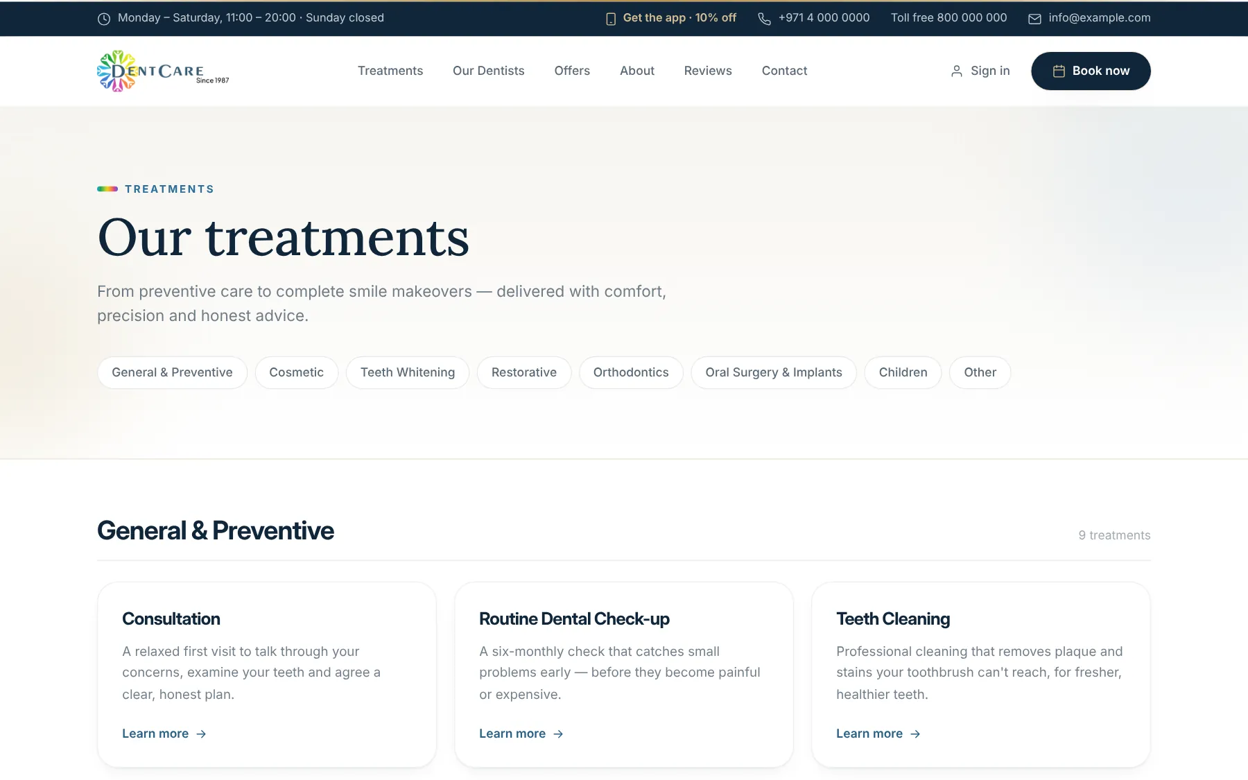 DentCare Suite — Treatments