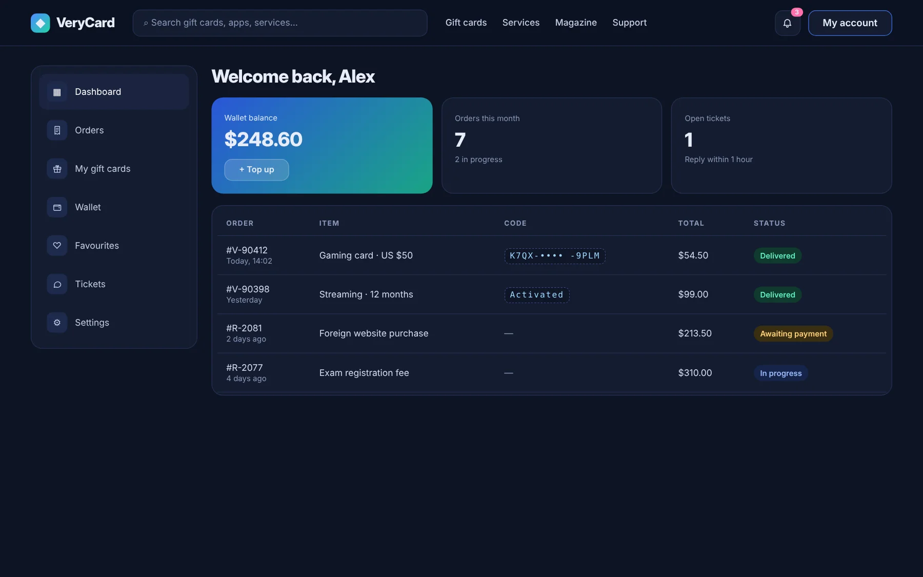 VeryCard screen 3