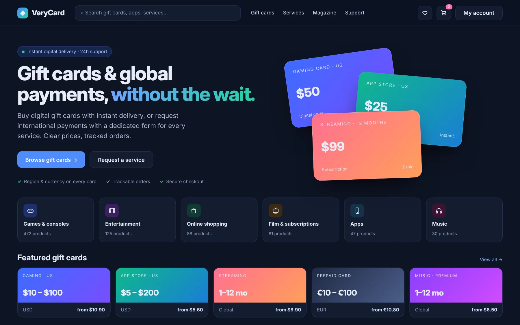 VeryCard website